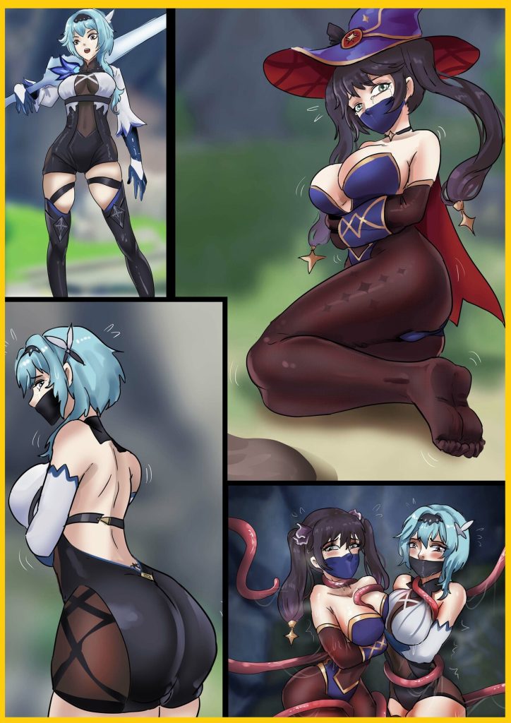 《原神缚——优菈与莫娜》性感的美女骑士与黑丝紧身魔法师的恐怖紧缚-5元站