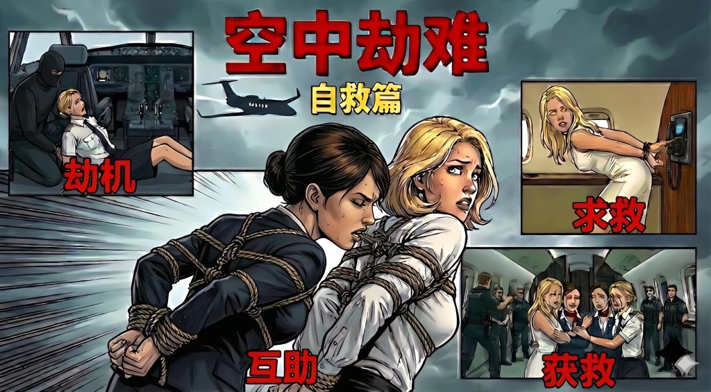  空中劫难（二）自救篇，大小姐和机长也被劫持绑架，，她们齐心协力自救挣脱，最终命运如何呢？（完结）-5元站