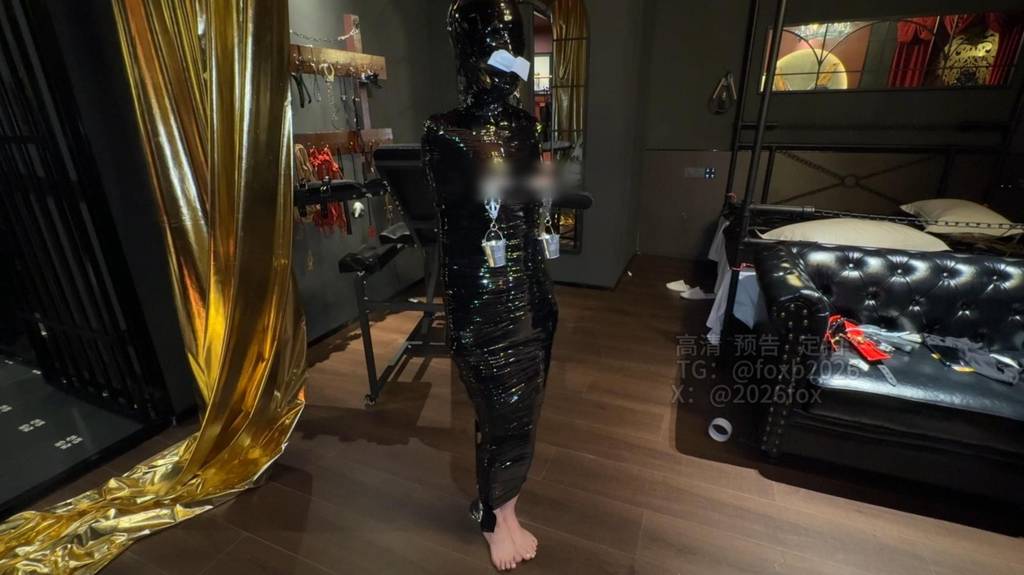 【foxbondage】《新模洛璃调教室探秘（3）胶带全包 强力乳夹 窒息 放置过夜》10-视频-5元站