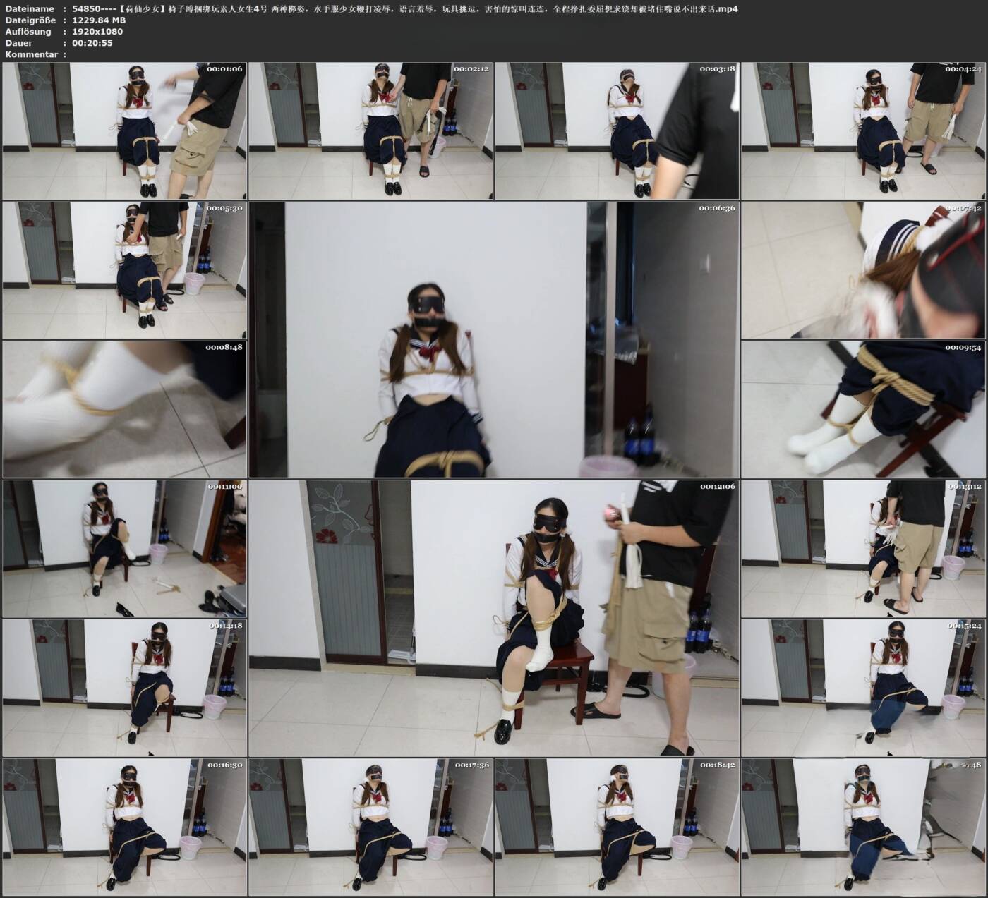 图片[2]-【荷仙少女】椅子缚捆绑玩素人女生4号 两种梆姿，水手服少女鞭打凌辱，语言羞辱，玩具挑逗，害怕的惊叫连连，全程挣扎委屈想求饶却被堵住嘴说不出来话-视频-5元站