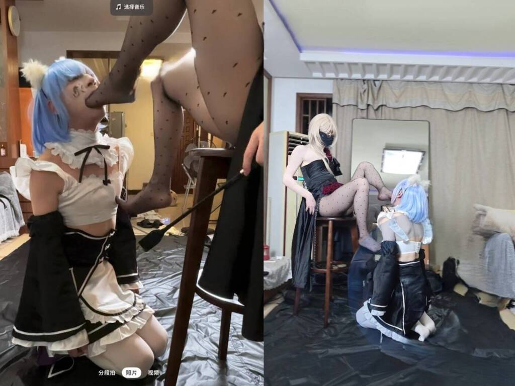 【拾星】［重口，尿液浇脸窒息鼻饲］伪娘小樱应聘女仆，结果被发现是带锁骚货伪娘，那就当主人的便器女仆吧-视频-5元站