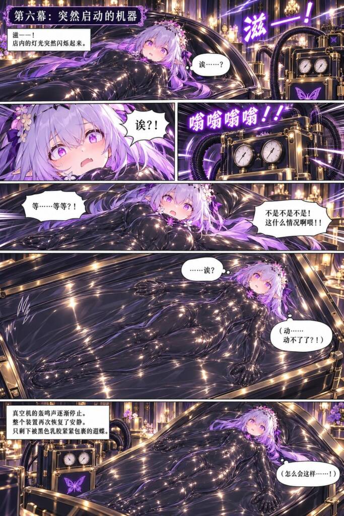 图片[3]-[Fend] 遐蝶意外被困在真空乳胶床中，紧贴全身的黑色胶衣与乳胶床让她彻底无法动弹。随着店铺永久停业，她的求救无人回应，只能在黑暗中绝望地等待。 [11P] - 5元站-5元站